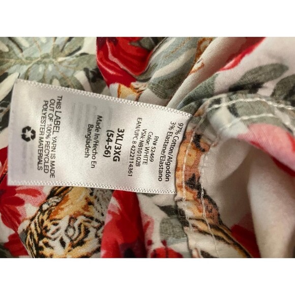 No Boundaries Hawaiian Beach Shirt Mens 3XL Floral Tiger Button Up Short Sleeve - Picture 9 of 9